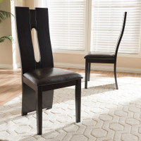 Baxton Studio RH5509C-Dark Brown-DC Alani Modern and Contemporary Dark Brown Faux Leather Upholstered Dining Chair (Set of 2)
